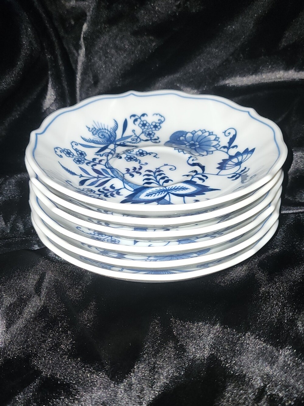 Blue Danube Japan Blue Onion 5.5" Saucers Vintage Set of 6